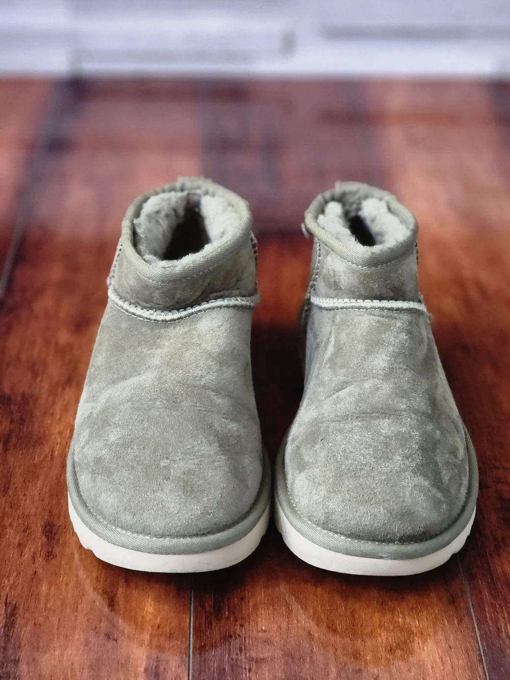 UGG Classic Ultra Mini Boots Moss Green Suede Sheepskin Women's US 7 EU 38